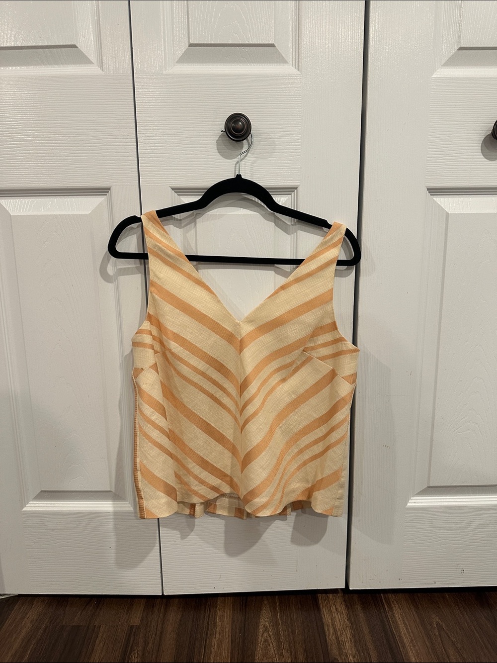 HD in Paris Peach and Cream Striped V-Neck Camisole